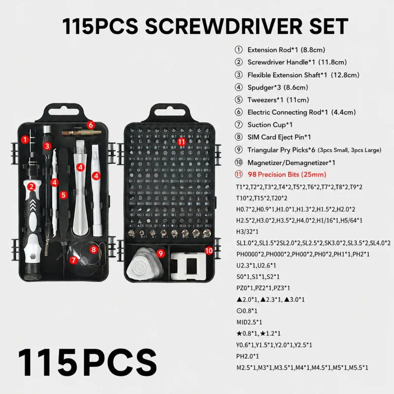 Draagbare 115-in-1 magnetische - Electronics Repair Manual recensie en prijs